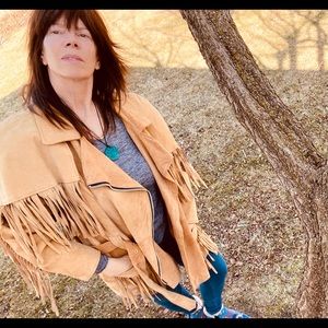 Excellent Leather Suede Fringe Jacket